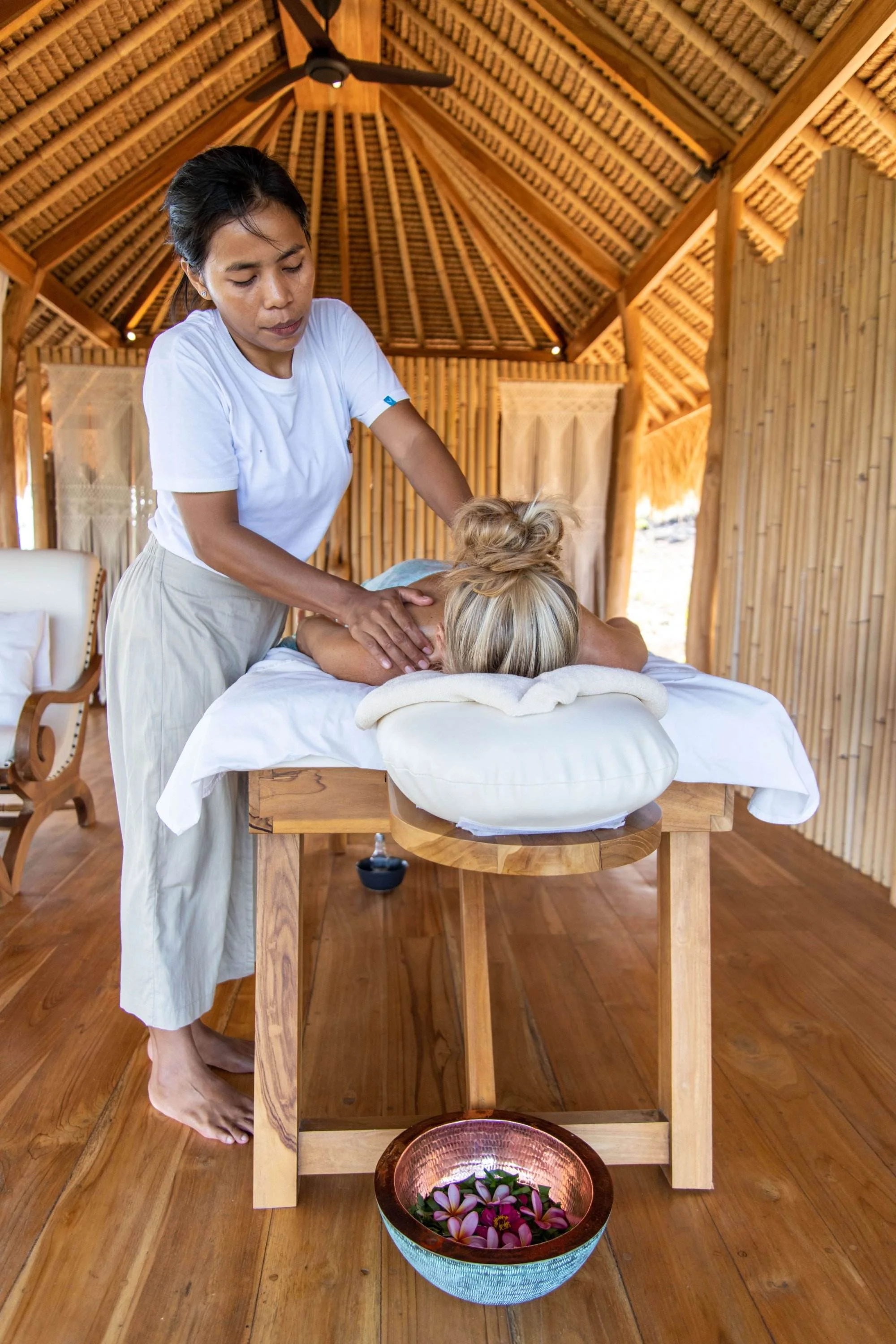 Guest enjoying massage at our Cliff Spa